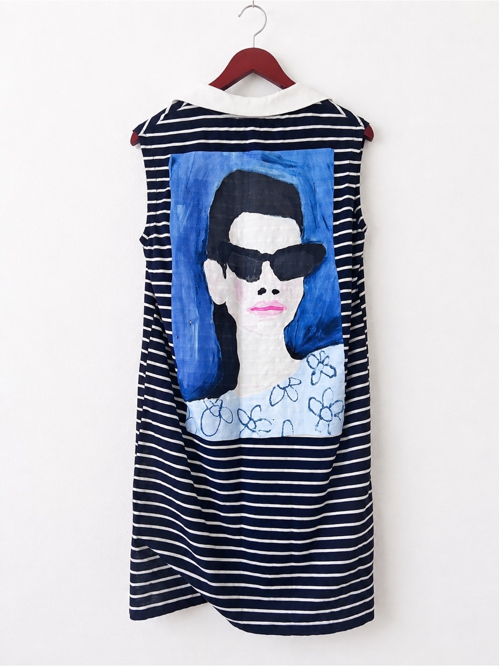 ZARA x Natacha Paschal Black White Striped Sleeveless Dress Art Graphic Back